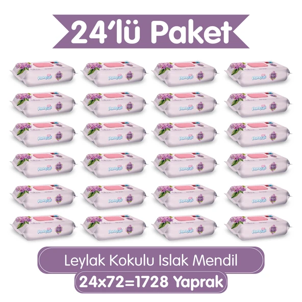 Paddlers Leylak Kokulu Islak Mendil 24x72 li Koli (1728 Yaprak) ürün görseli 1