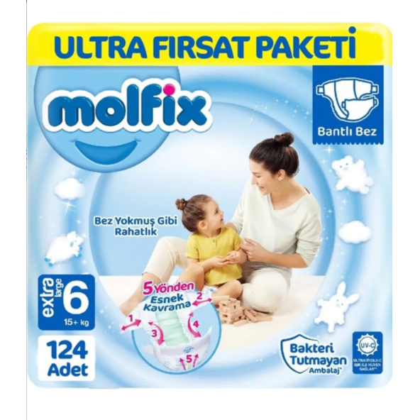 Molfix Bebek Bezi Ultra Fırsat Paketi X Large 6 No 62 Li X 2 Adet