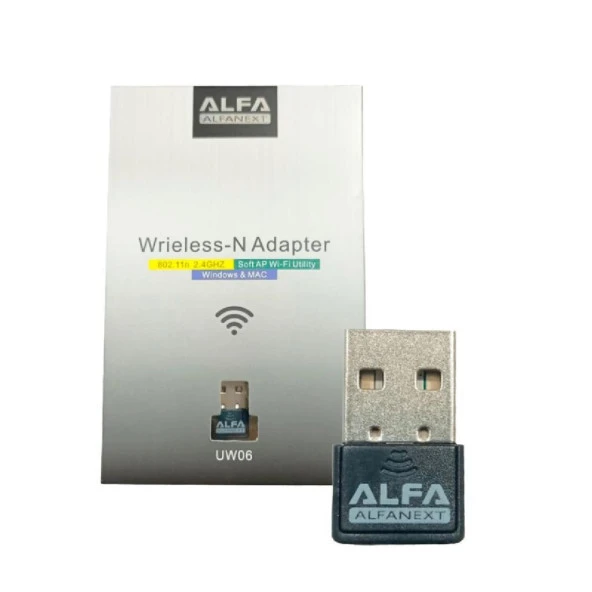 Alfa UW06 150 Mbps Wifi Adaptör, Realtek RTL8188FTV USB Dongle, PC Wifi Adaptör (Windows 10/11 Tak Çalıştır) - Resim 2