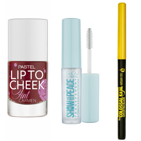 Pastel Lip To Cheek Tint 01 - Carmen + Transparan Kaş Ve Kirpik Maskarası + Maybelline Göz Kalemi