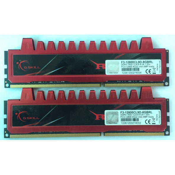 G. SKILL RIPJAWS 8GB 2x4GB DDR3 1600MHZ F3-12800CL9D-8GBRL DIMM 240p GAMING RAM