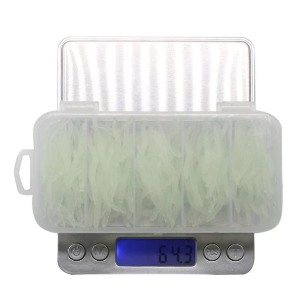 Valkyrie 200 Adet Kutulu Fosforlu 3,5cm Yapay Silikon Solucan Balık Yemi - Gerçekçi Görünüm - Parlayan Solucan 200 adet - 7