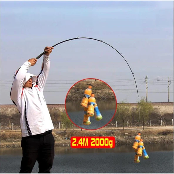 Valkyrie 2.4m Karbon Fiber Spinning 10-40gr LRF Olta Kamış - Ultra Hafif 125gr - Spin ve Baitcasting At Çek - 2kg taşıma - 8 Boğum Teleskopik - 7