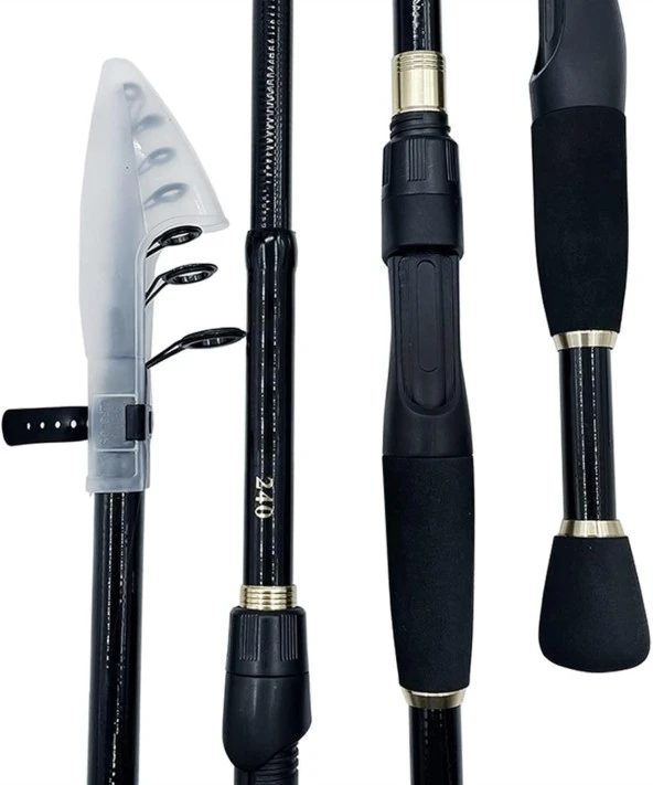 Valkyrie 2.4m Karbon Fiber Spinning 10-40gr LRF Olta Kamış - Ultra Hafif 125gr - Spin ve Baitcasting At Çek - 2kg taşıma - 8 Boğum Teleskopik - 8