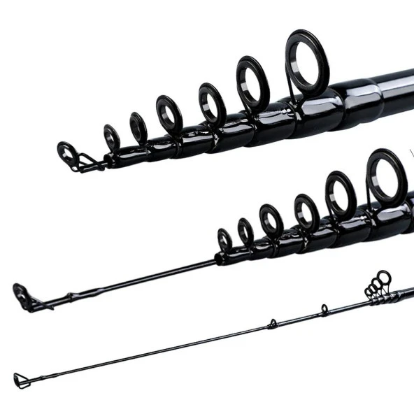 Valkyrie 2.4m Karbon Fiber Spinning 10-40gr LRF Olta Kamış - Ultra Hafif 125gr - Spin ve Baitcasting At Çek - 2kg taşıma - 8 Boğum Teleskopik - 10