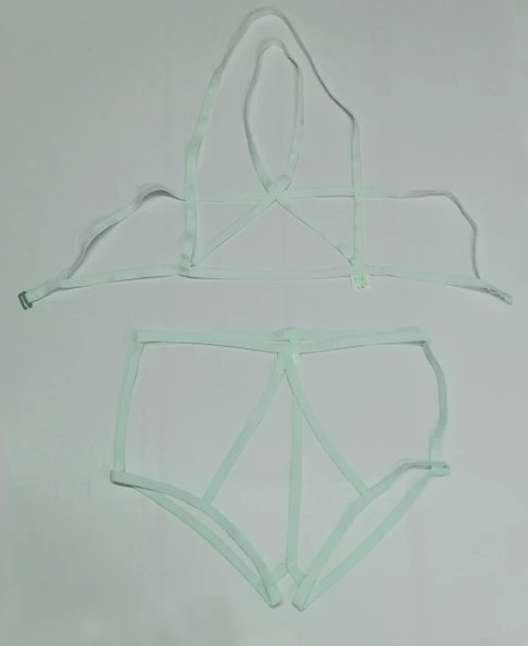 ASM1276 2 Li Kadın Ekru Karamis Bralet Takım - Resim 4