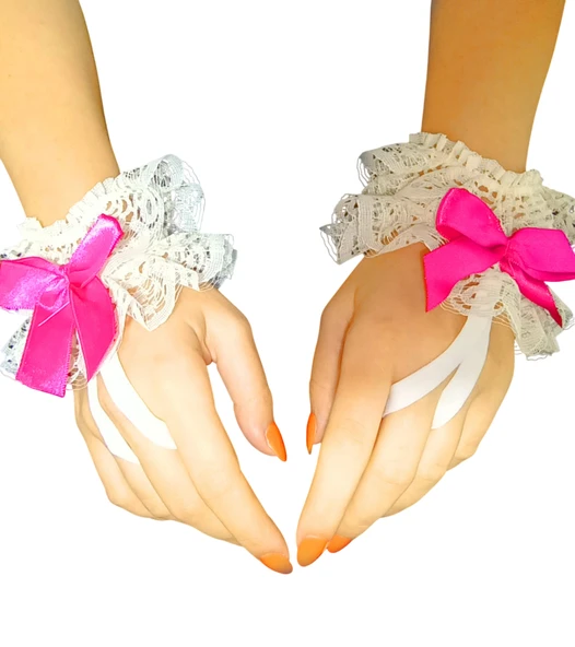 ASM1284Y Kadın 2 Li Ekru Dantel El Bilekliği Gelinlik Aksesuarı