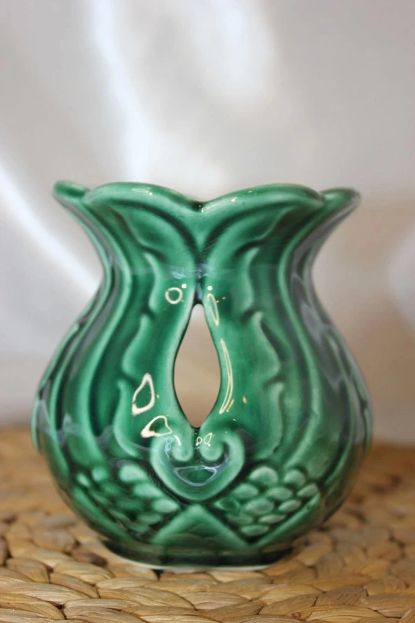 Buhardanlık Seramik Lale Feng Şuı Buhurdanlık Yeşil