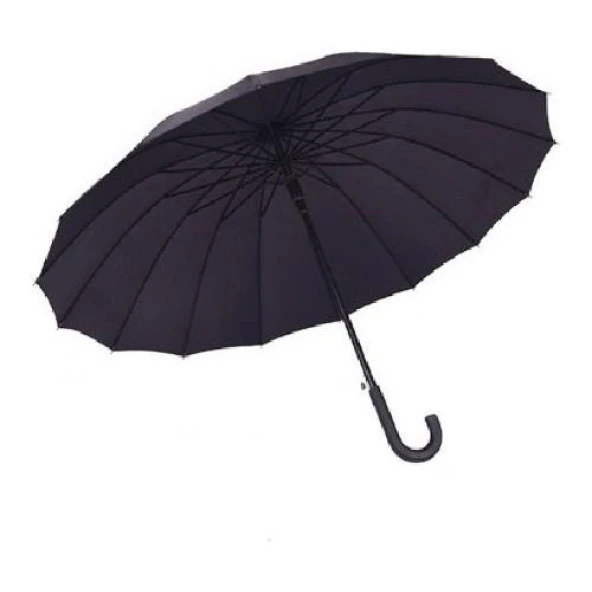 Real Star Fiber 16 Telli Protokol Büyük Boy Baston Siyah Şemsiye ürün görseli 1