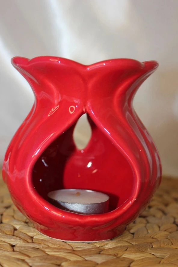 Buhardanlık Seramik Lale Feng Şuı Buhurdanlık Kırmızı - 2