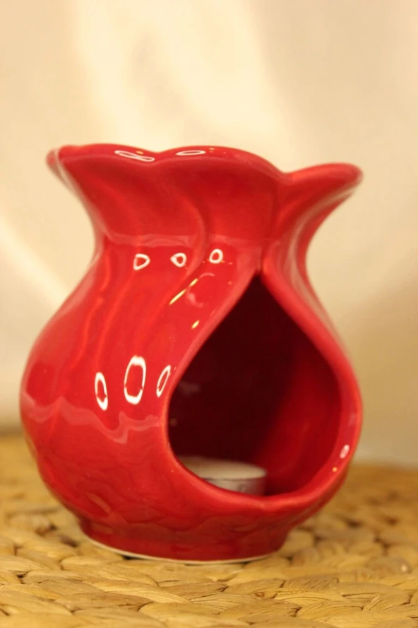 Buhardanlık Seramik Lale Feng Şuı Buhurdanlık Kırmızı - 4