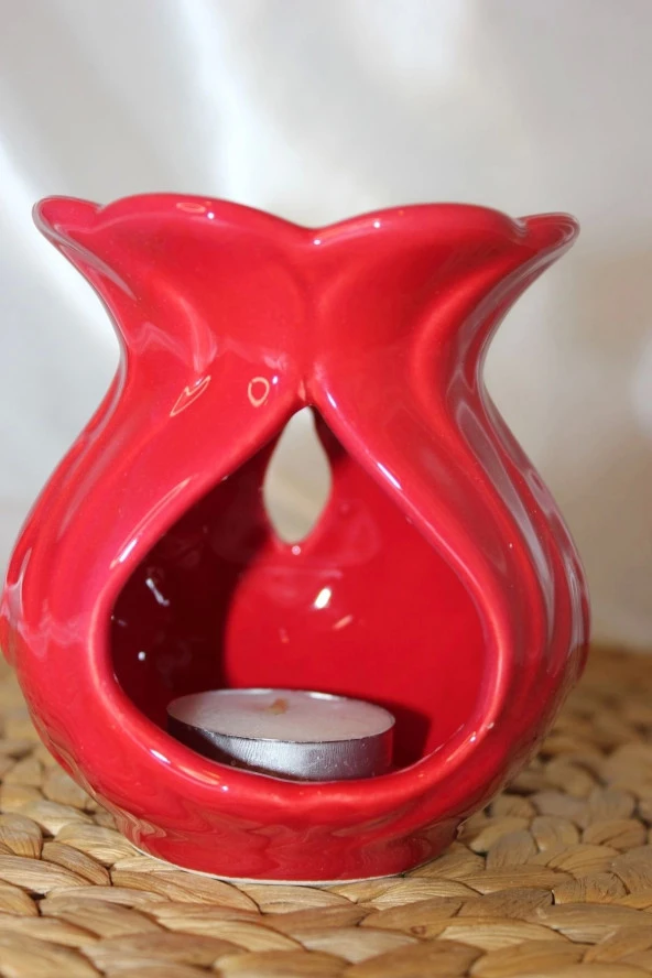 Buhardanlık Seramik Lale Feng Şuı Buhurdanlık Kırmızı - 5