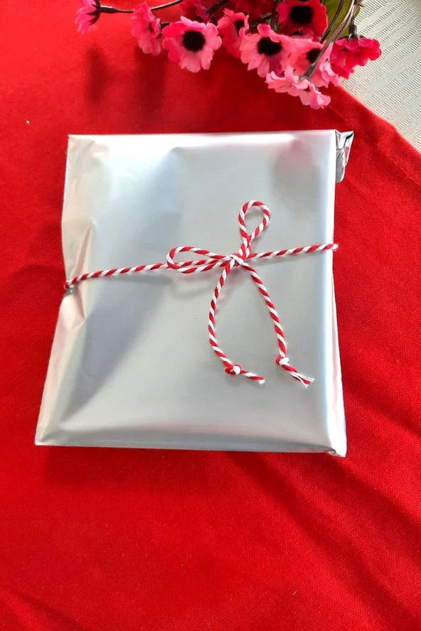 50li Gümüş Janjanlı Hediye Paketi - Yapışkanlı - 12 x 17 cm