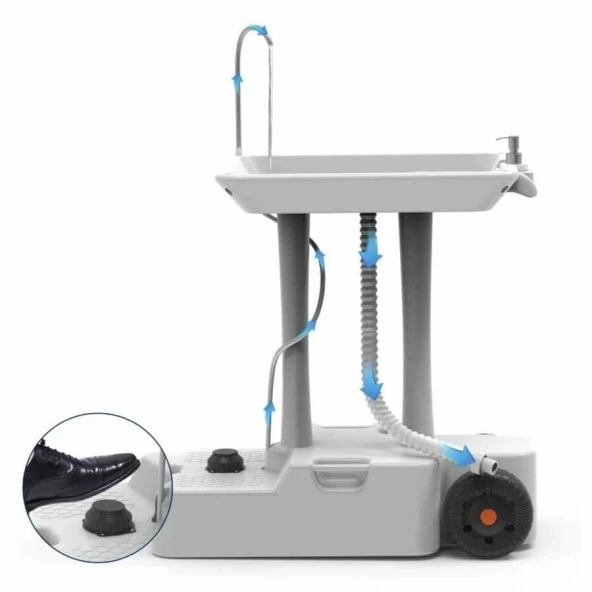 Porvaletti Tekerlekli Portatif Lavabo, 30L Temiz Su Tanklı - Resim 2