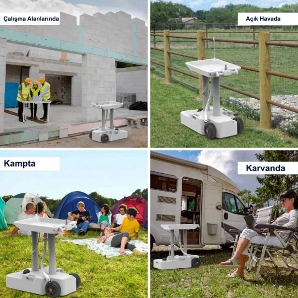 Porvaletti Tekerlekli Portatif Lavabo, 30L Temiz Su Tanklı - Resim 3