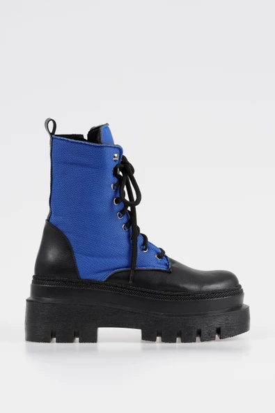 Kadın Bağcıklı Postal Bot Kalın Taban Yanı Desenli Fermuarlı Kışlık Bot - 10