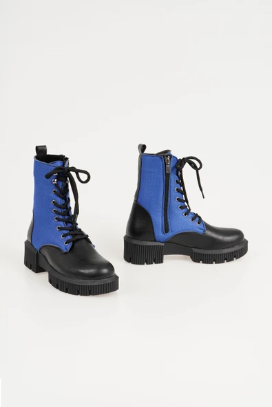 Kadın Bağcıklı Postal Bot Kalın Taban Fermuarlı Kışlık Bot - Resim 12