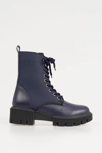 Kadın Bağcıklı Postal Bot Kalın Taban Fermuarlı Kışlık Bot - Resim 7