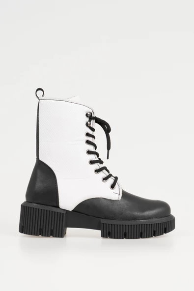 Kadın Bağcıklı Postal Bot Kalın Taban Fermuarlı Kışlık Bot ürün görseli 1