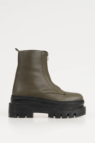 Kadın Önden Fermuarlı Bot Kalın Platform Taban Kışlık Bayan Ayakkabı - 5