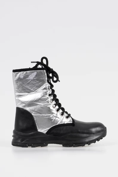 Kadın Bağcıklı Bot Spor Taban Fermuarlı Yan Desenli Kışlık Bayan Ayakkabı - 3