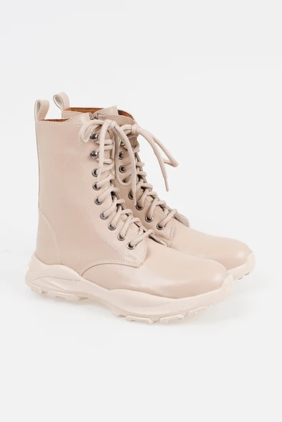 Kadın Bağcıklı Bot Spor Taban Fermuarlı Yan Desenli Kışlık Bayan Ayakkabı - 8