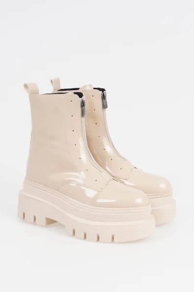 Kadın Önden Fermuarlı Bot Kalın Platform Taban Kışlık Bayan Ayakkabı - 7