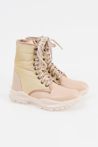 Kadın Bağcıklı Bot Spor Taban Fermuarlı Yan Desenli Kışlık Bayan Ayakkabı - 11