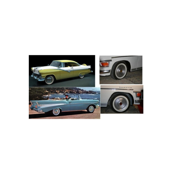 Atlas Marka otomobil 13 Jant Lastik Yanağı Siyah Beyaz Çift Renk 4 Lü Set Yanak