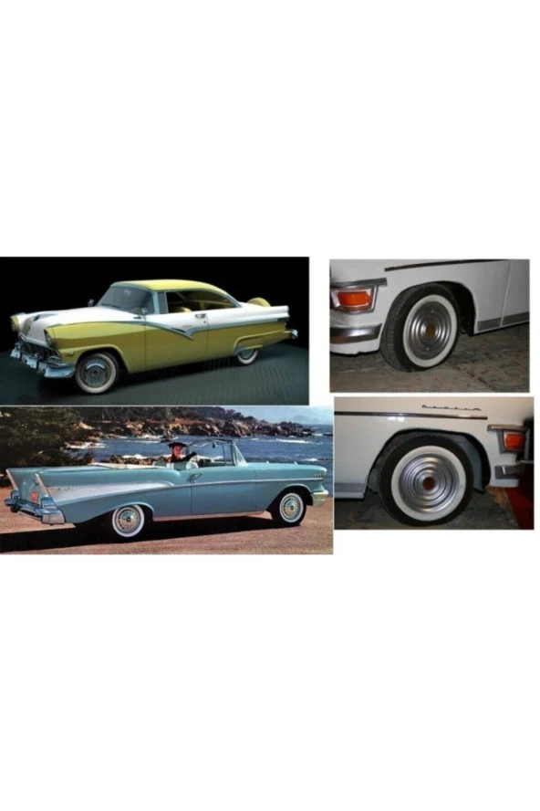 Atlas Marka otomobil 13 Jant Lastik Yanağı Siyah Beyaz Çift Renk 4 Lü Set Yanak - 3