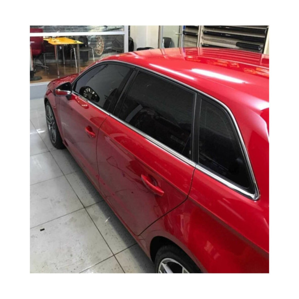 Audi A3 SD Cam Çerçevesi 10 Parça 2013-2023 Komple Set Paslanmaz Çelik Krom Cam Çıtası - 4