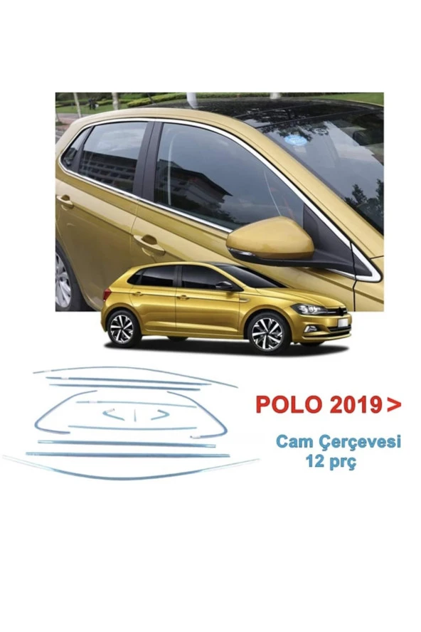 Vw Polo Cam Çerçevesi Nikelajı Komple Krom 2019 -2025 12 Parça Paslanmaz Çelik Full Set