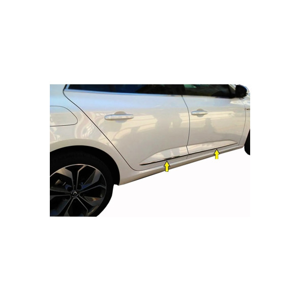 Renault Megane 4 Sedan 2015-2025 Uyumlu Yan Kapı Çıtası Krom 4 Parça Paslanmaz Çelik