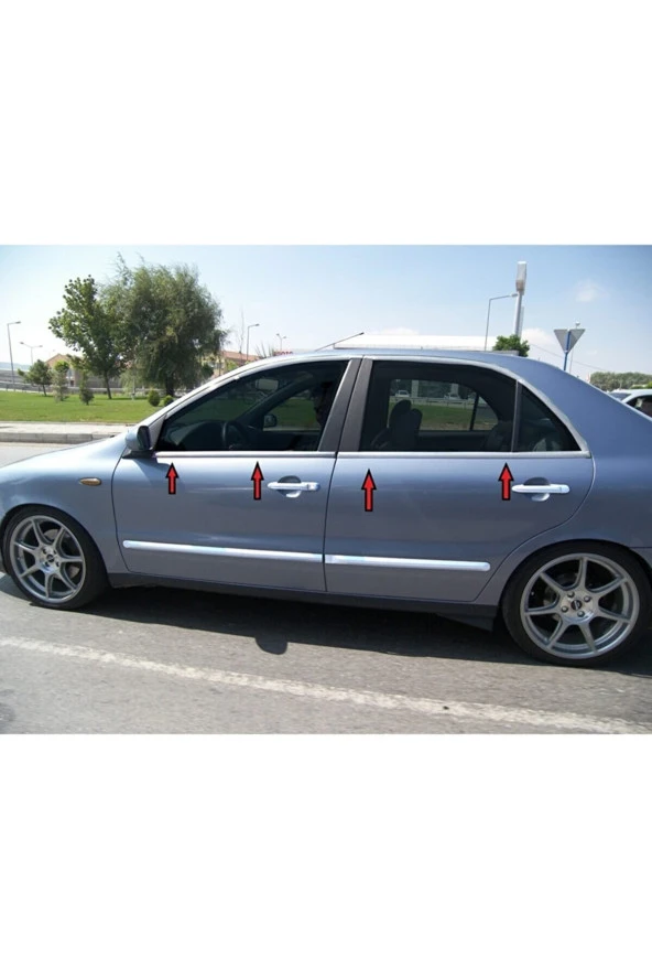 Fiat Marea (1997-2002) Krom Paslanmaz Cam Çıtası 4 Parça