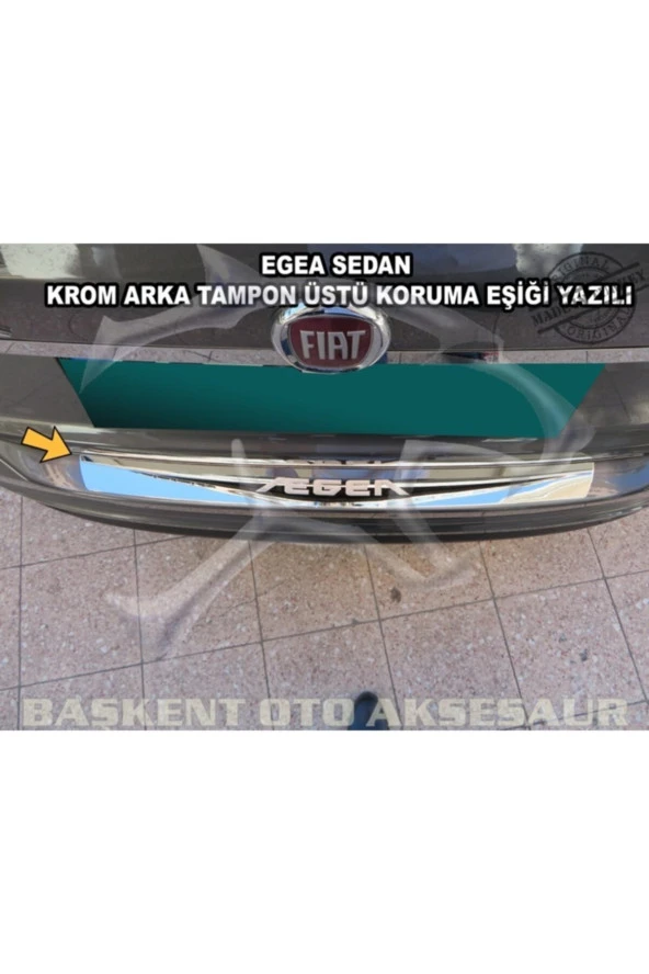 Fiat Egea Sedan Formlu Krom Arka Tampon Üstü Koruma Eşiği Paslanmaz Çelik ( Yazılı )