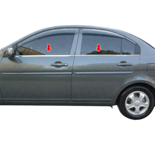 Hyundai Accent Era ( 2005-2011 ) Paslanmaz Krom Cam Çıtası 4 Parça