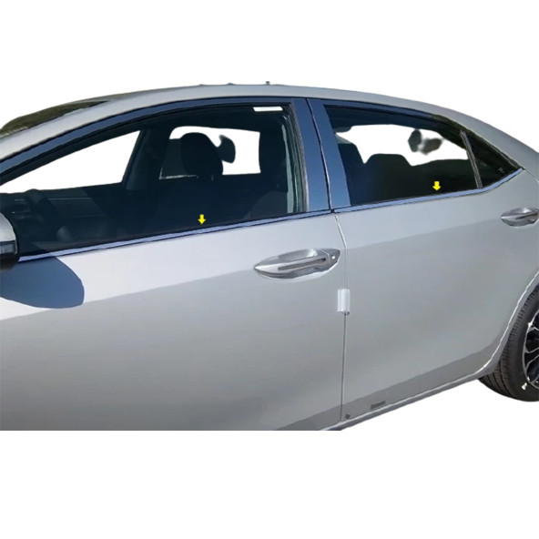 Toyota Corolla Sedan Krom Cam Çıtası 2014-2018 Paslanmaz Çelik 4 Parça - 4