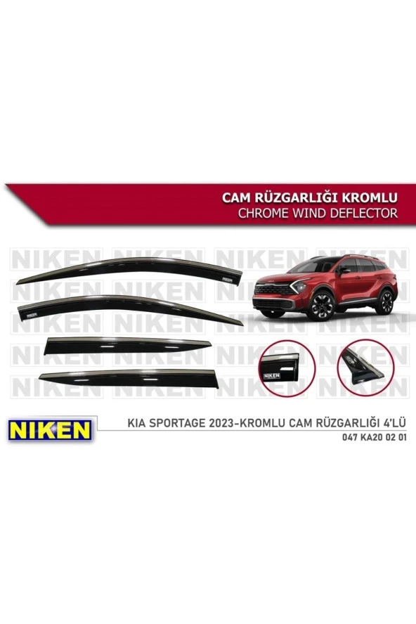 Kia Sportage 2023 Uyumlu Kromlu Cam Rüzgarlığı 4lü Set