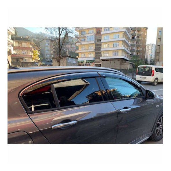 Fiat Egea Cross 2019-2025 Krom Cam Rüzgarlığı Mugen Kromlu 4 Adet - 3