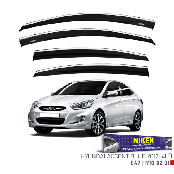 Hyundai Accent Blue 2011-2020 Uyumlu Kromlu Cam Rüzgarlığı 4lü Mugen - 8