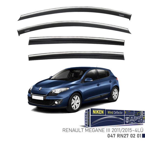 Renault Megane 3 2011-2015 Kromlu Cam Rüzgarlığı 4lü Mugen - 3