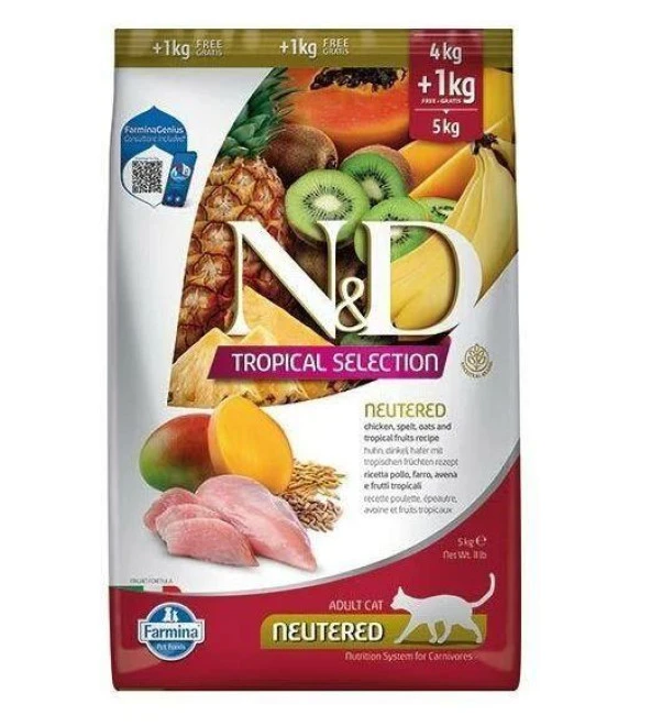 N&D Tropical Selection Tavuklu 4+1 Kg Kısırlaştırılmış Kedi Maması