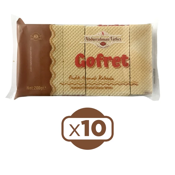 Abdurrahman Tatlıcı Gofret Kakaolu 200 gr x 10 Adet