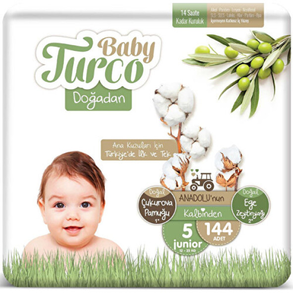 Baby Turco Doğadan 5 Numara Junior 144'lü Bebek Bezi