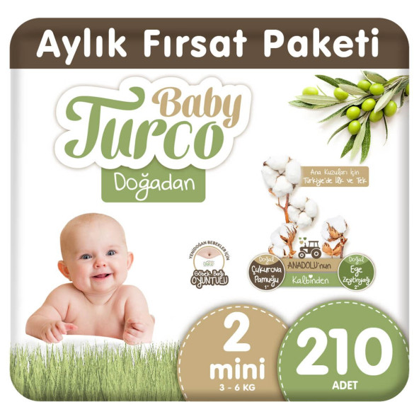 Baby Turco Doğadan 2 Numara Mini 240'lı Bebek Bezi