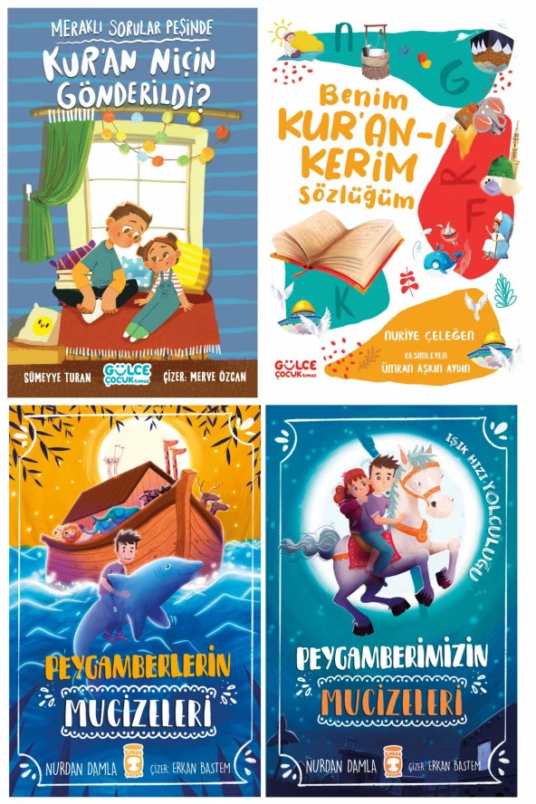 Okul Öncesi 4 Kitap Set Kur'an Niçin Gönderildi - Benim Kur'an-ı Kerim Sözlüğüm - Peygamberlerin Mucizeleri - Peygamberimizin Mucizeleri