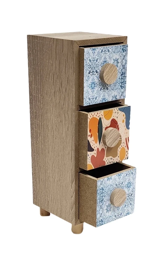Gia Concept 3 Çekmeceli Ahşap Kutu - 4