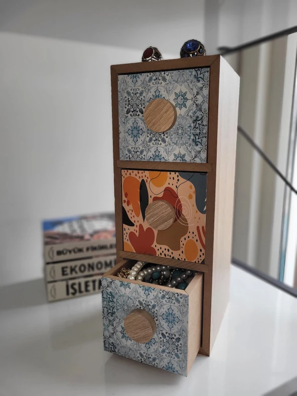 Gia Concept 3 Çekmeceli Ahşap Kutu - 5