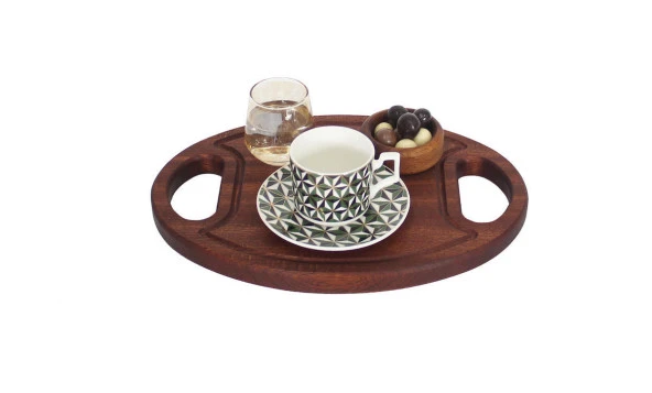 Gia Concept Ahşap Egzotik Elips Şeklinde Sahanlık Ve Sunumluk GİA01002 - 2