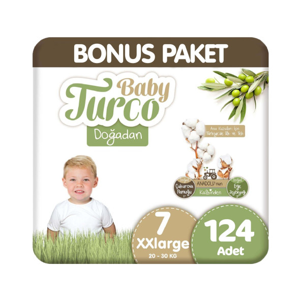 Baby Turco Doğadan 7 Numara Xx Large 124'Lü Bebek Bezi